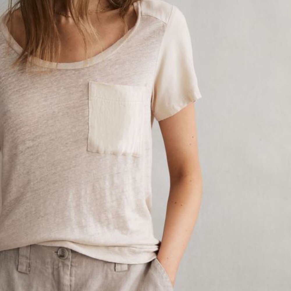 100% linen t-shirt (Reiss) in stone - Picture 9 of 10